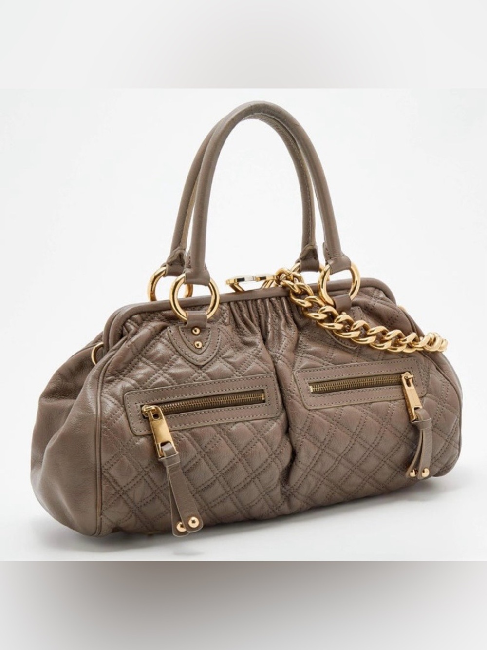 Authentic Marc Jacobs Leather Stam Quilted Handbag Shoulder Satchel bag